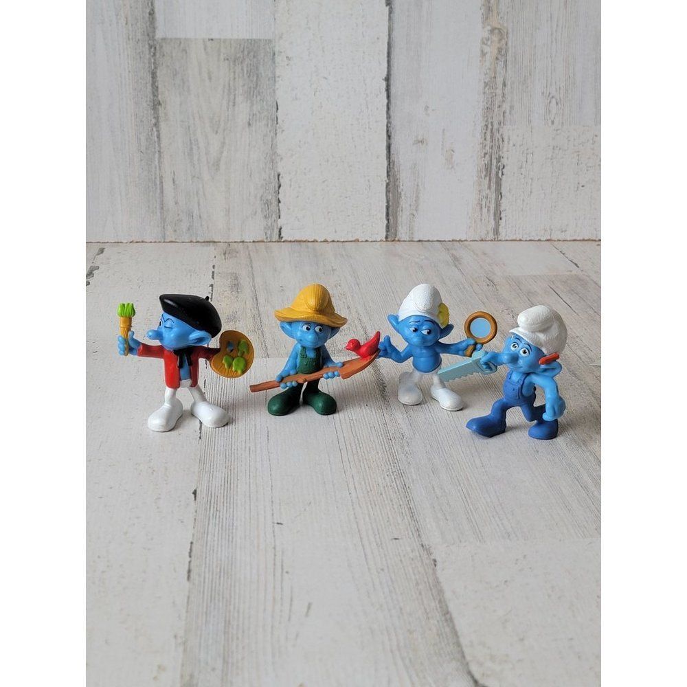 McDonald's 2013 Smurf vanity painter handy farmer toy figure set‎